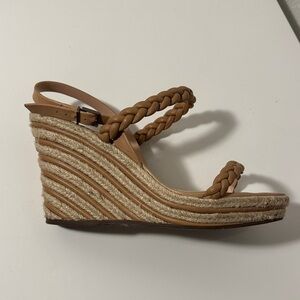Schutz Braided Tan Wedge Sandals